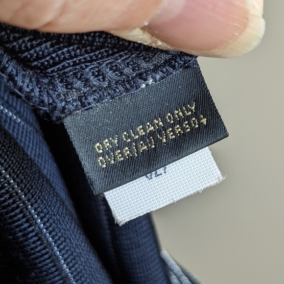 𝅺FINE Knit Navy Blue Short Sleeve Sweater M Striped Top - Picture 10 of 12